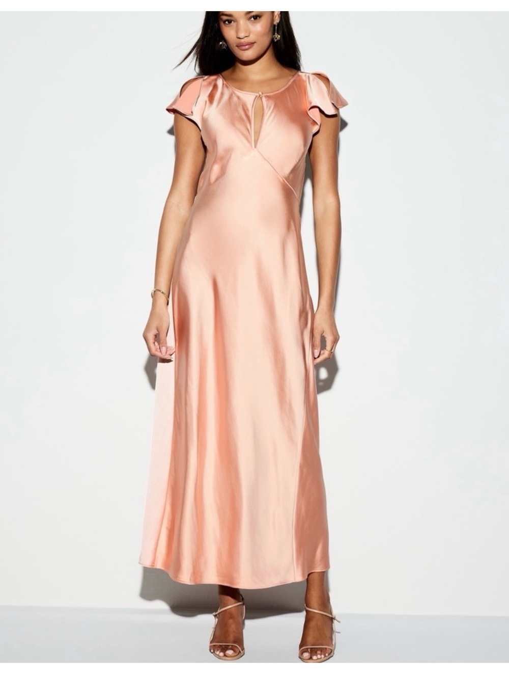 NWT old navy the occasion flutter sleeve dress m melon
